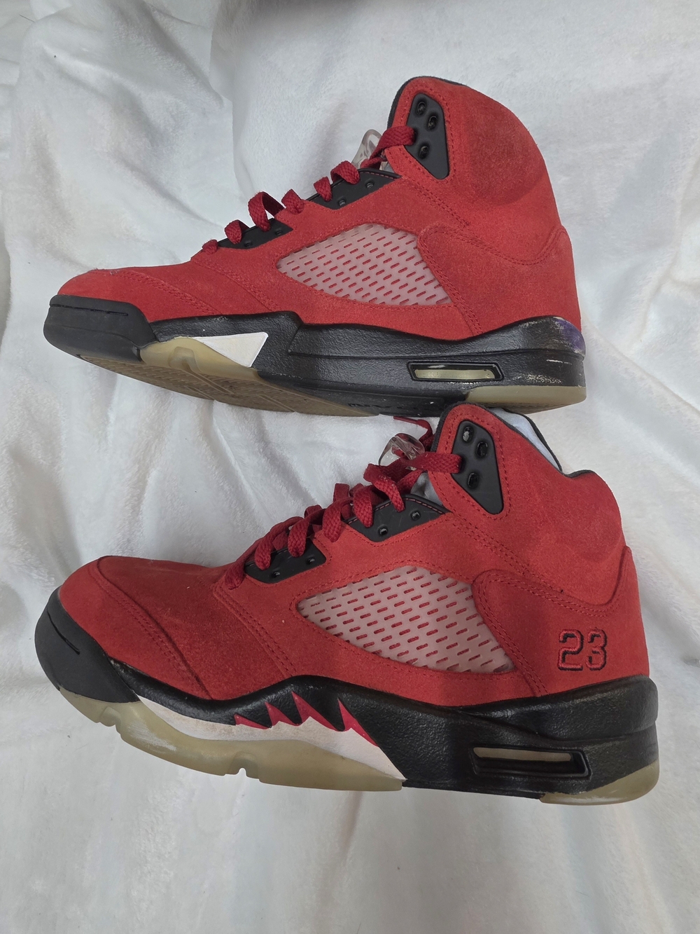 Men's Nike Air Jordan 5 Retro Raging Bull Red Suede Basketball Shoes - Picture 10 of 14